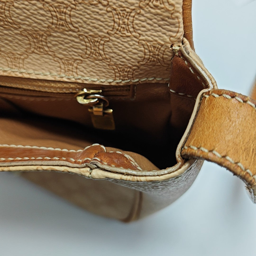 Coated Canvas Shoulder Bag Brown