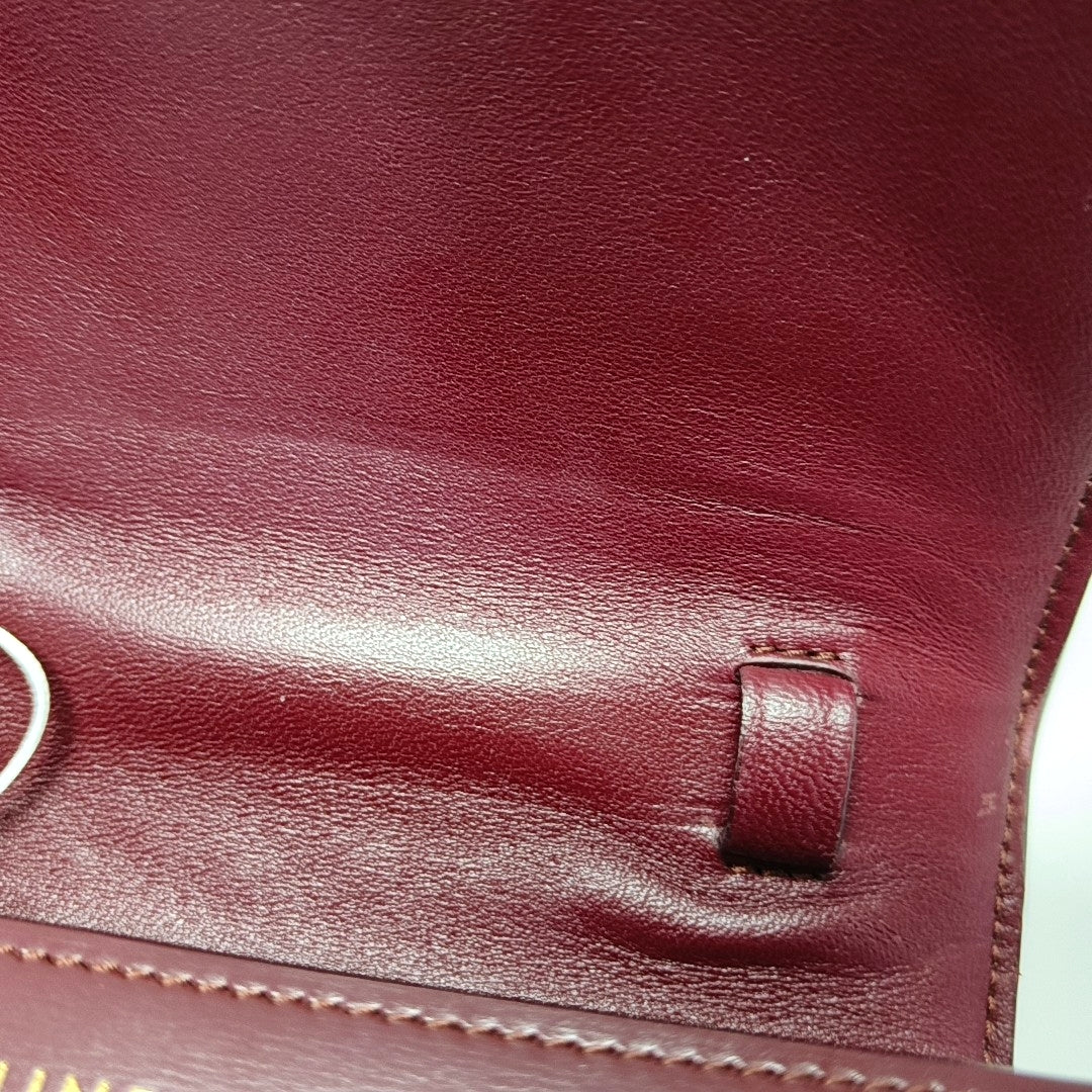 Authenticated pre-owned  CLASSIC BOX Mini Calfskin Burgundy - Shoulder Bag at Looply