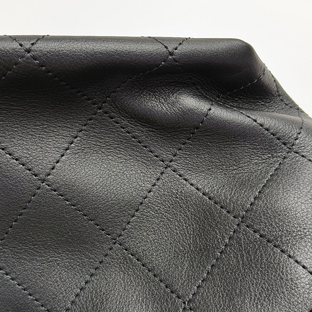 Quilted Calfskin Top Handle Bag Black