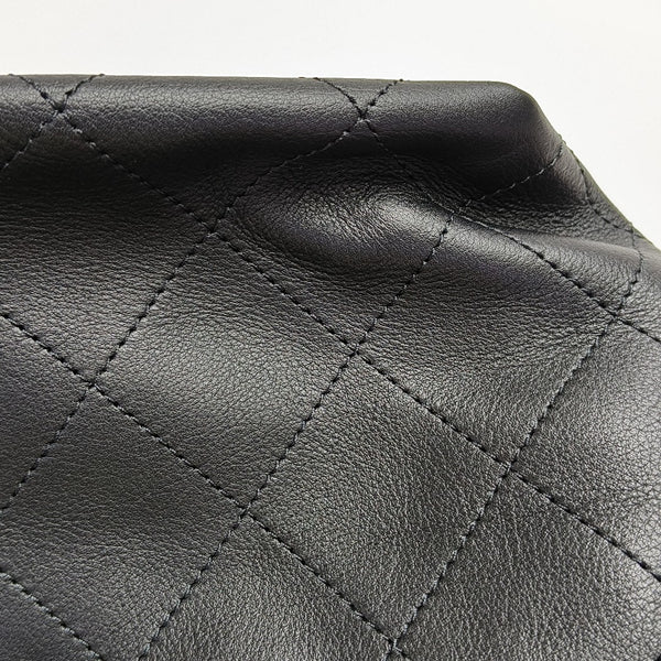 Quilted Calfskin Top Handle Bag Black