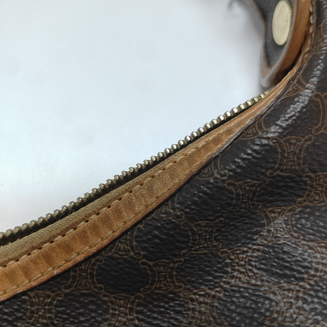 Coated Canvas Top Handle Bag Brown