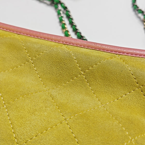 GABRIELLE Small Quilted Suede Yellow