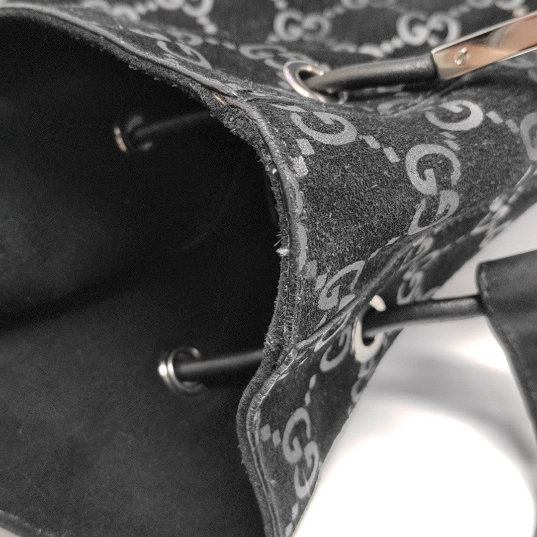Monogram Suede Top Handle Bag Black
