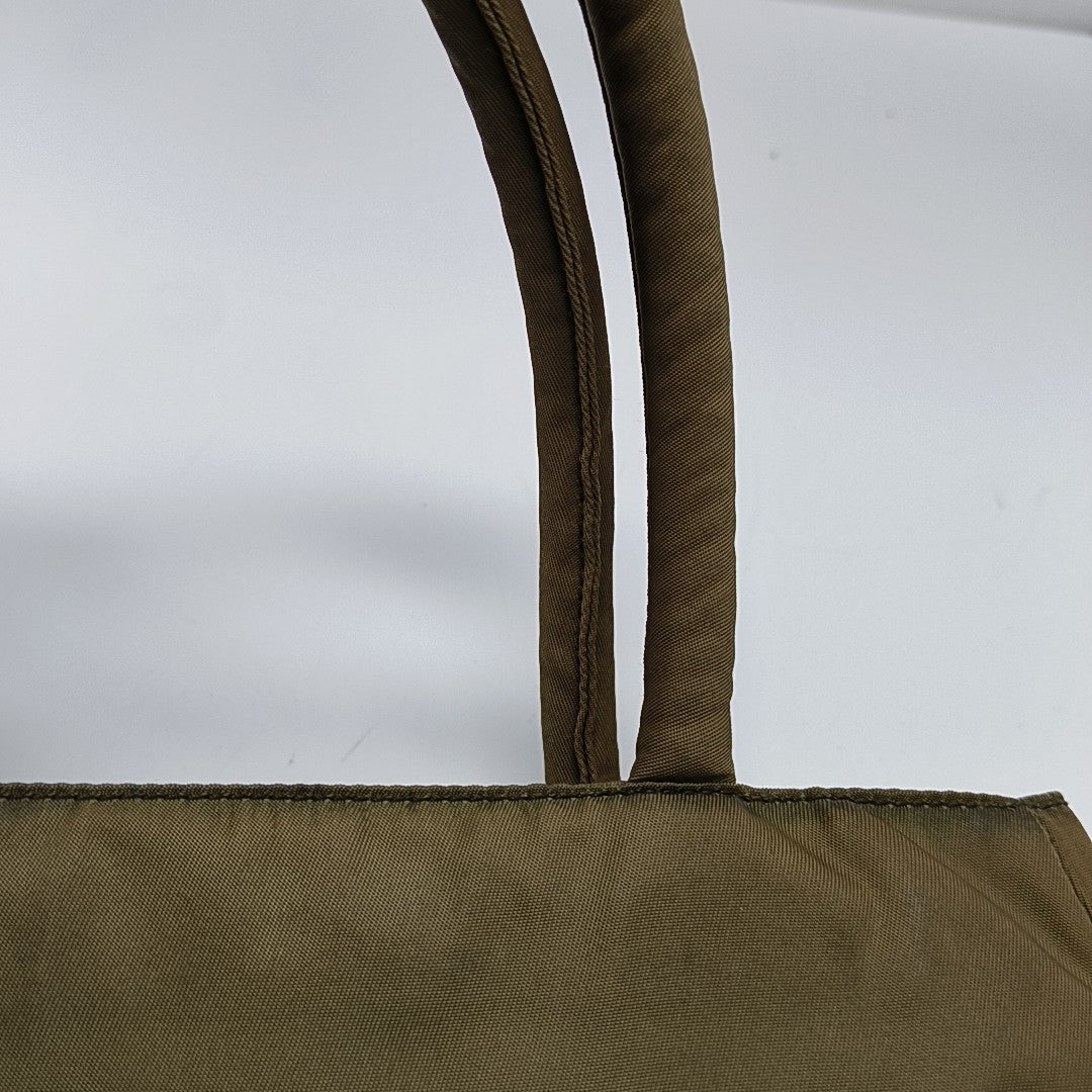 Nylon Top Handle Bag Brown