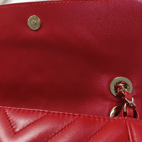 Chevron, Quilted Calfskin Red