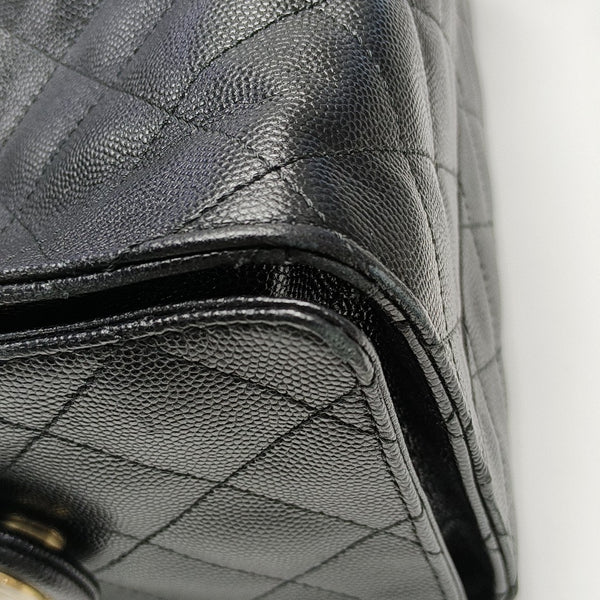CHANEL 25 Small Quilted Grained Calfskin Black