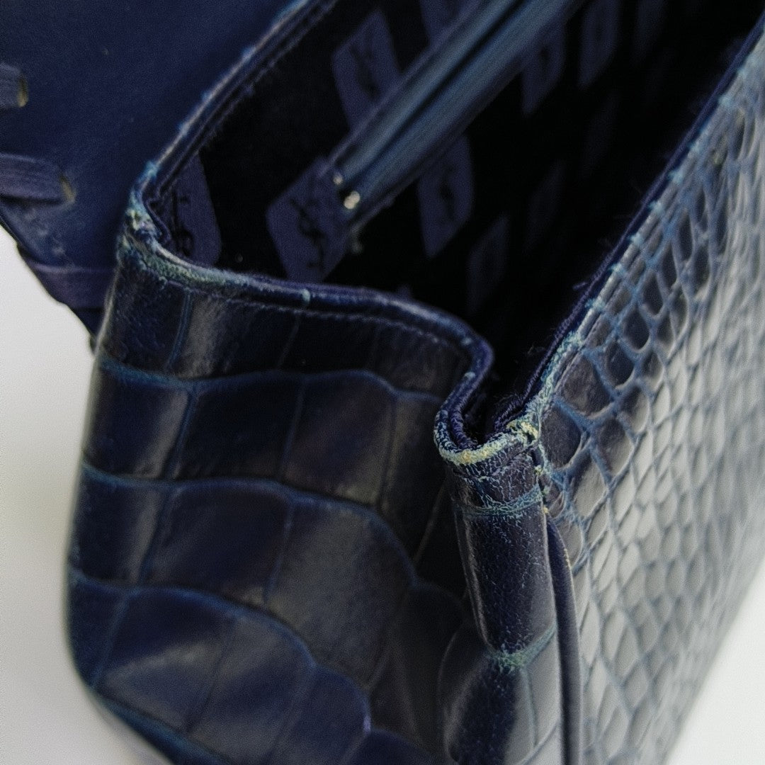 Calfskin Top Handle Bag Blue