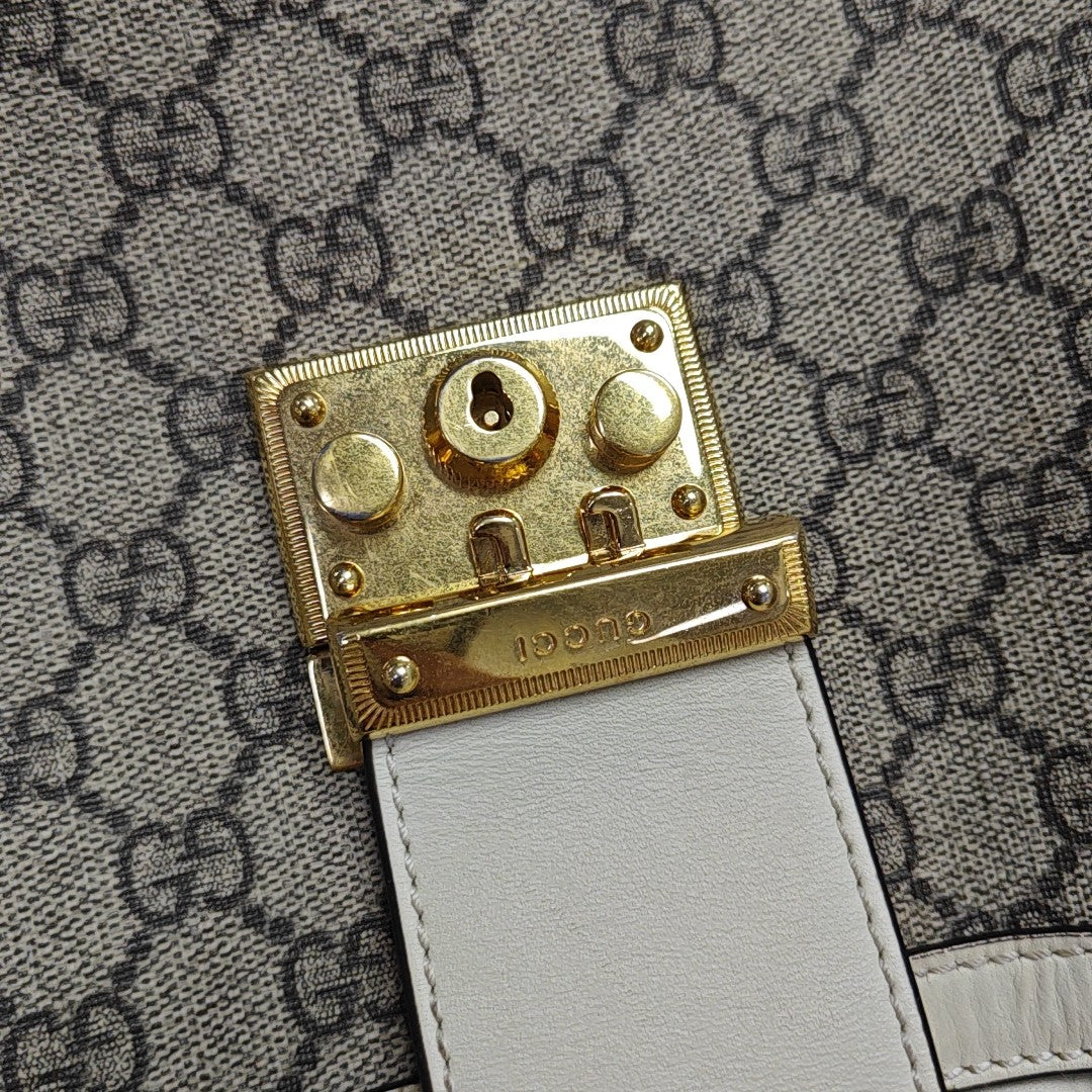 Padlock Medium Monogram Coated Canvas Beige
