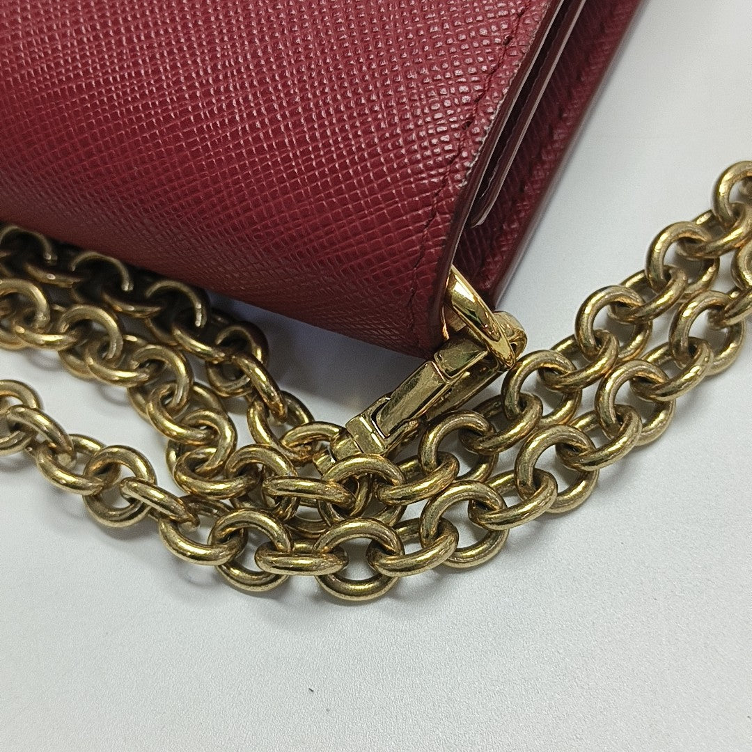 Saffiano Calfskin Shoulder Bag Red