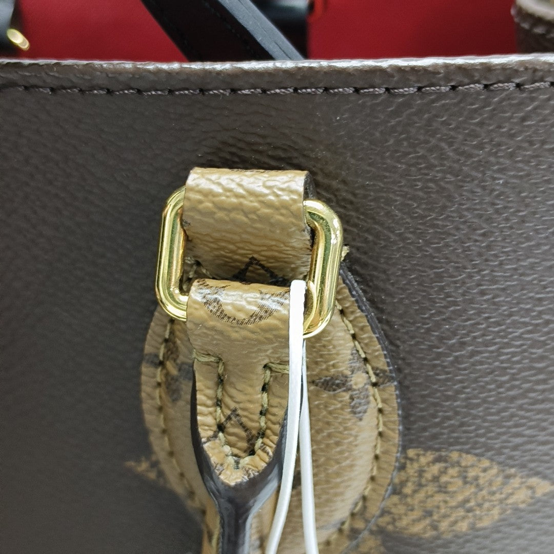Authenticated pre-owned  ONTHEGO MM Monogram Coated Canvas Brown - Tote Bag at Looply