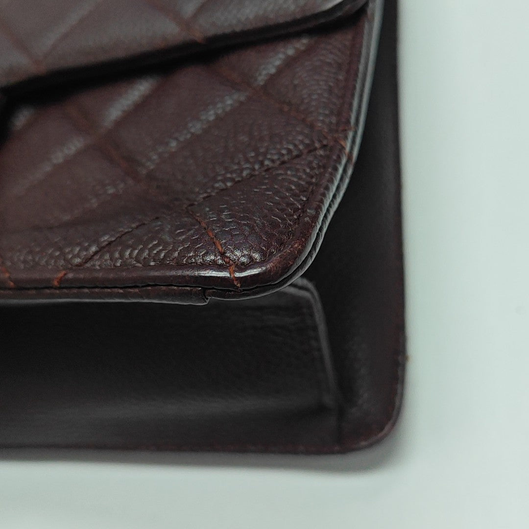 Quilted Grained Calfskin Shoulder Bag Red