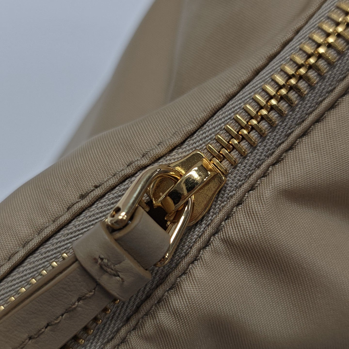Nylon Top Handle Bag Brown