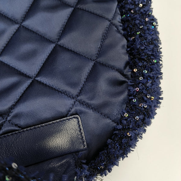 Quilted Nylon Backpack Blue