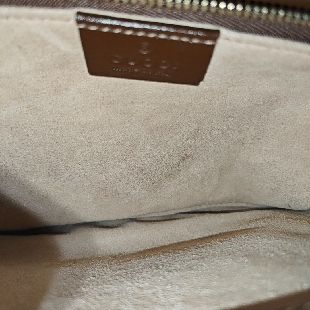 Horsebit 1955 Medium Monogram Coated Canvas Beige