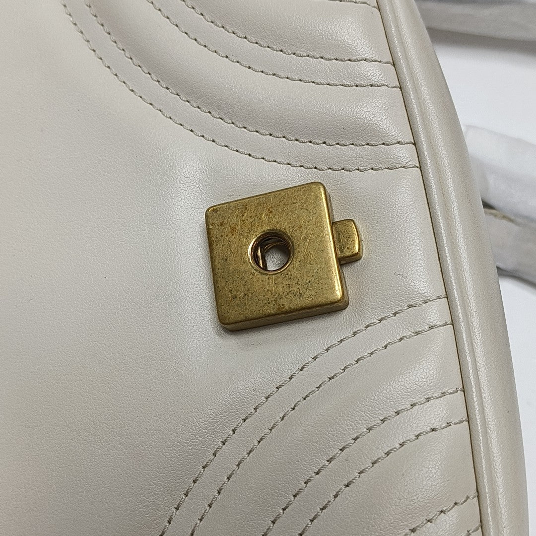 GG Marmont Mini Quilted Calfskin White