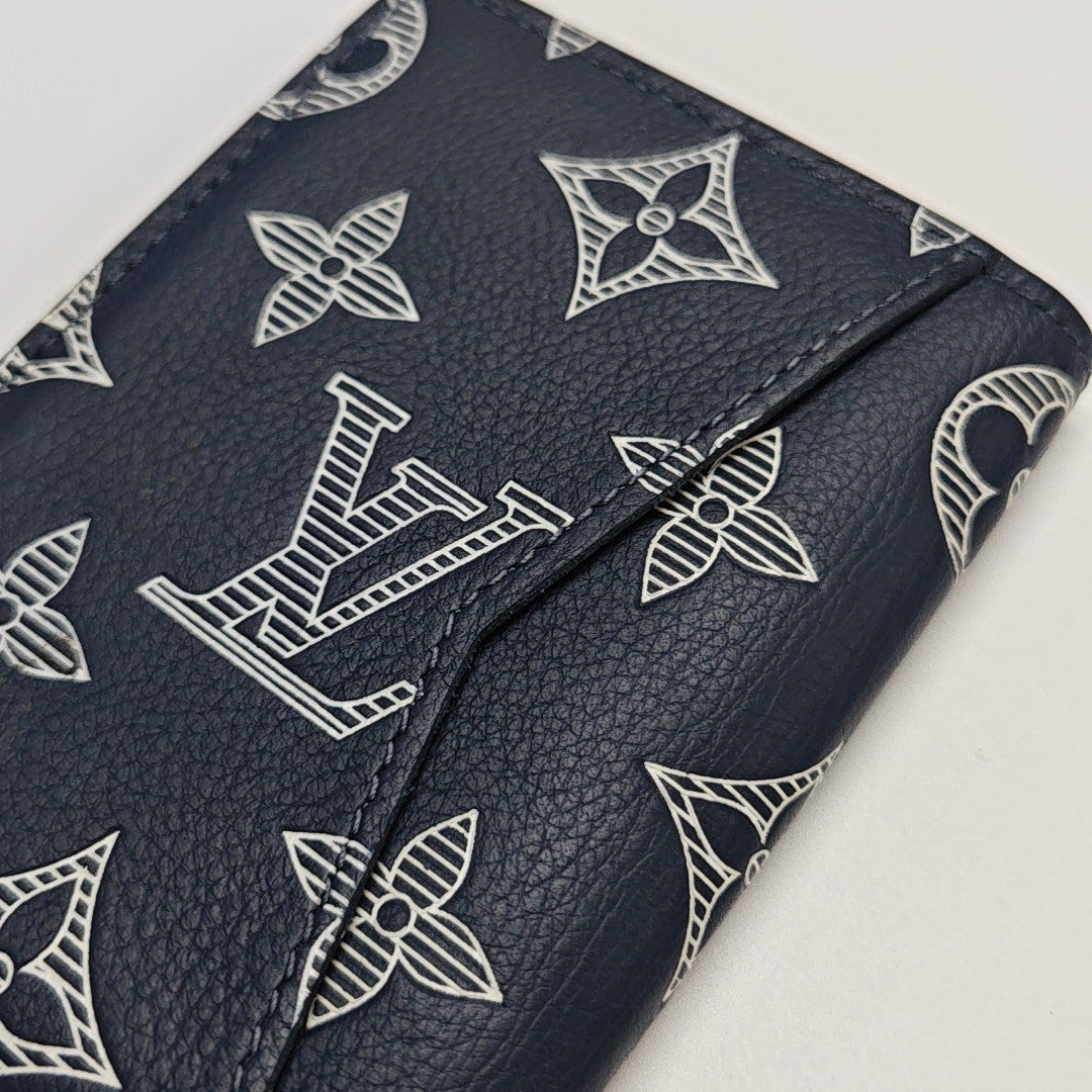Monogram Calfskin Card Holder Blue