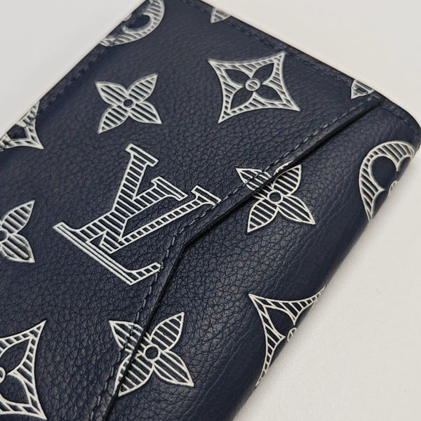 Monogram Calfskin Card Holder Blue