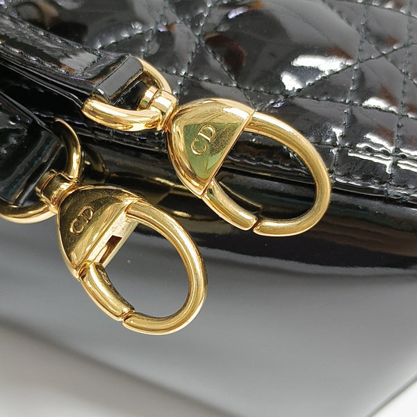 Lady Dior Medium Cannage Patent Leather Black