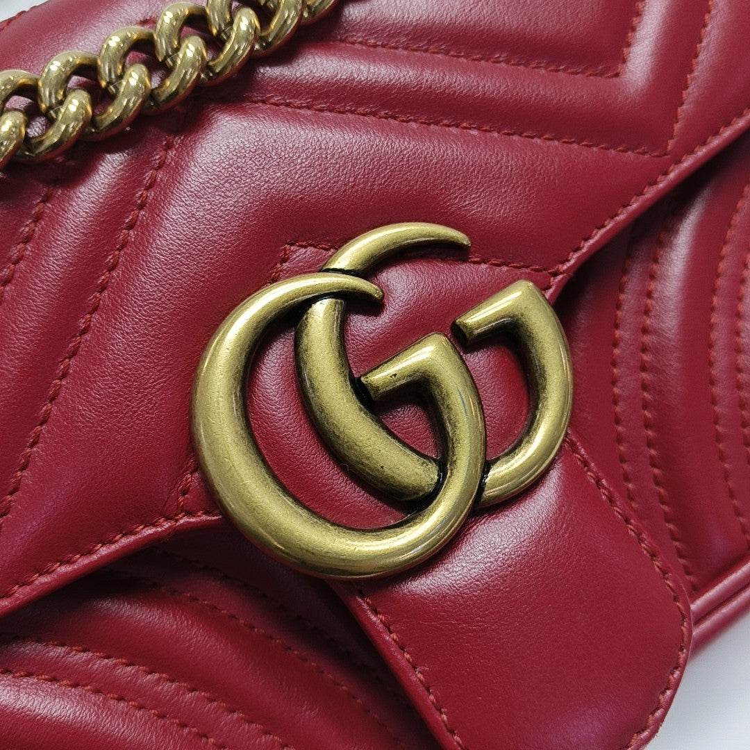 GG Marmont Small Quilted Calfskin Red