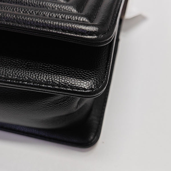 BOY CHANEL Small Quilted Grained Calfskin Black