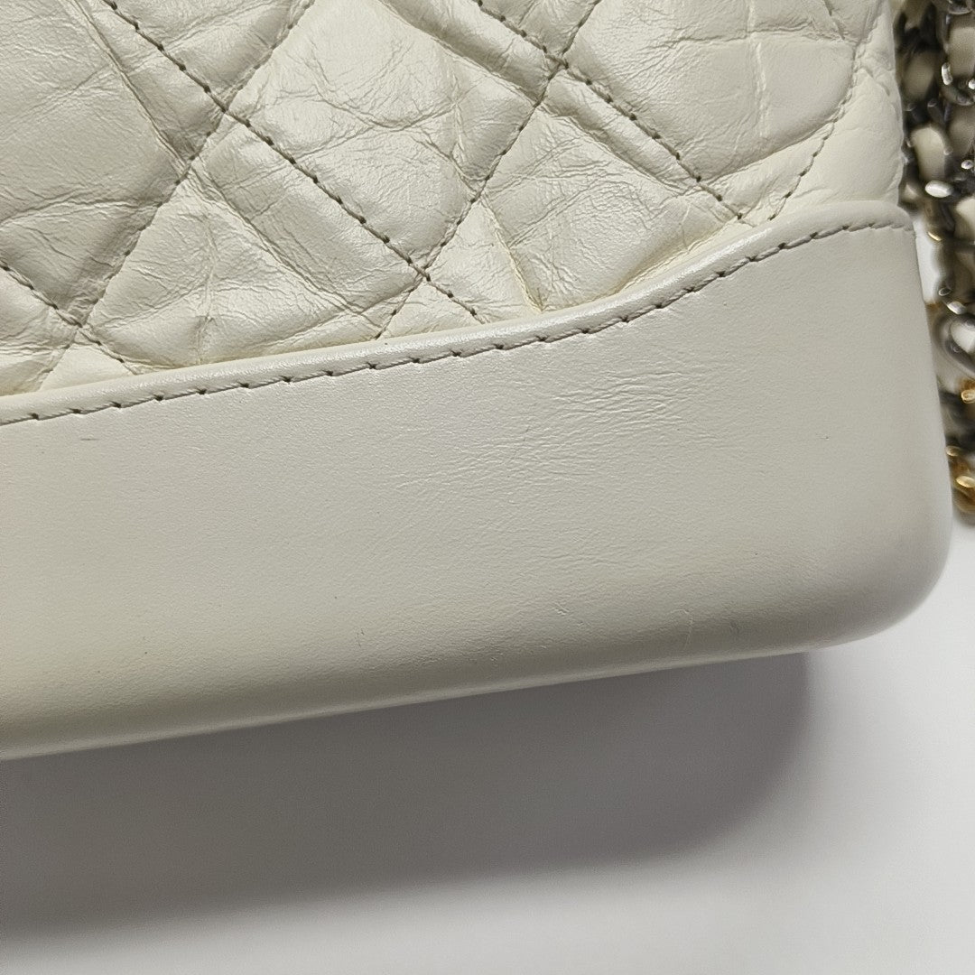 GABRIELLE Small Quilted Calfskin White