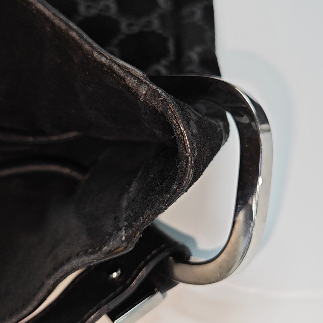 Monogram Suede Top Handle Bag Black