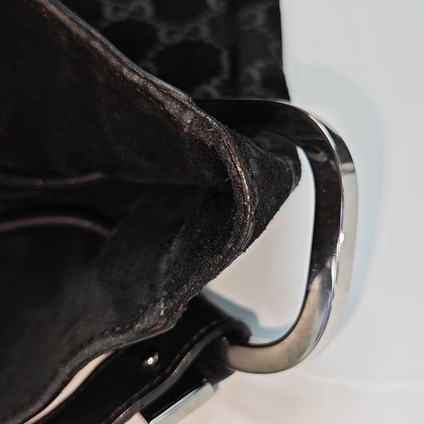 Monogram Suede Top Handle Bag Black
