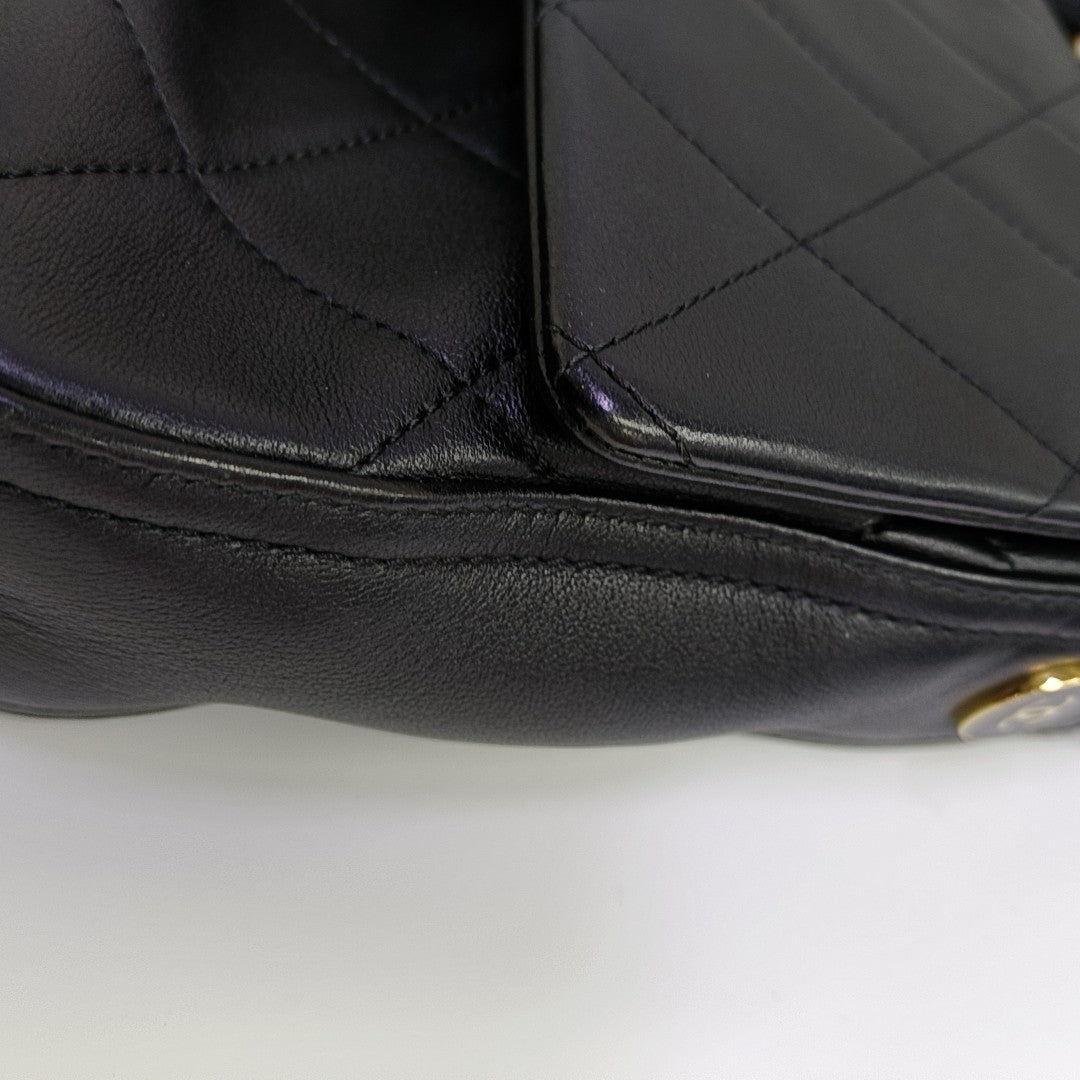 Quilted Lambskin Shoulder Bag Black
