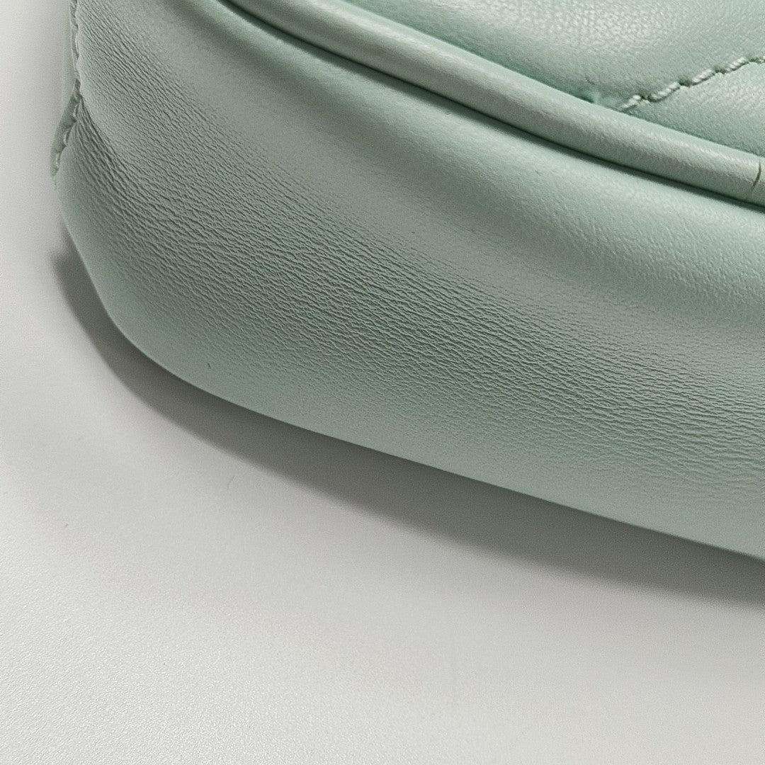 GG Marmont Mini Chevron Calfskin Green