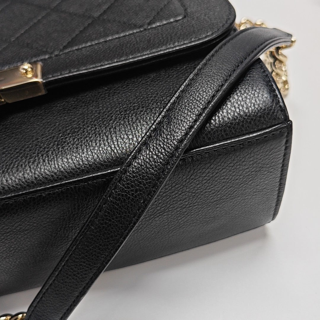 LABEL CLICK Medium Quilted Calfskin Black