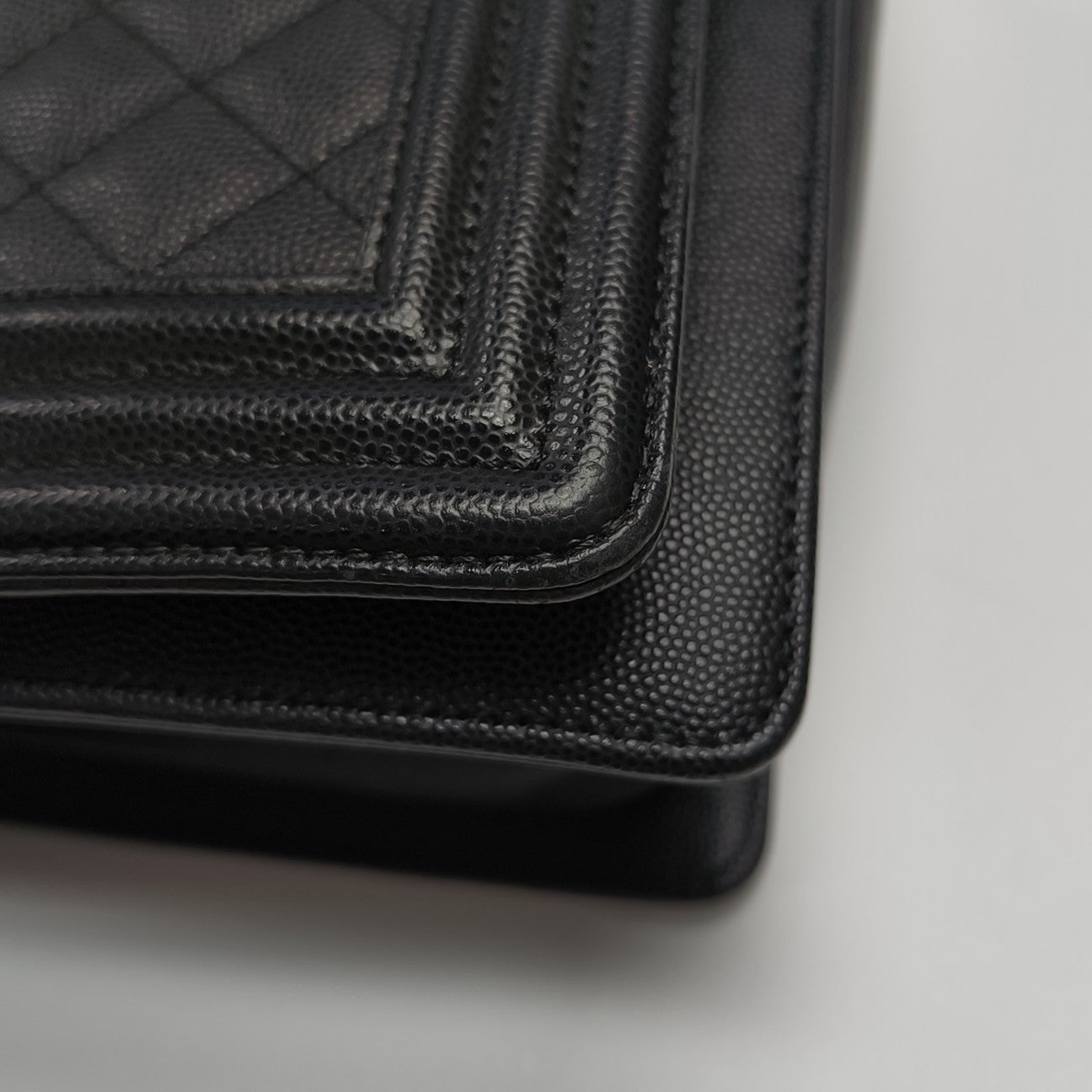 BOY CHANEL Medium Quilted Grained Calfskin Black