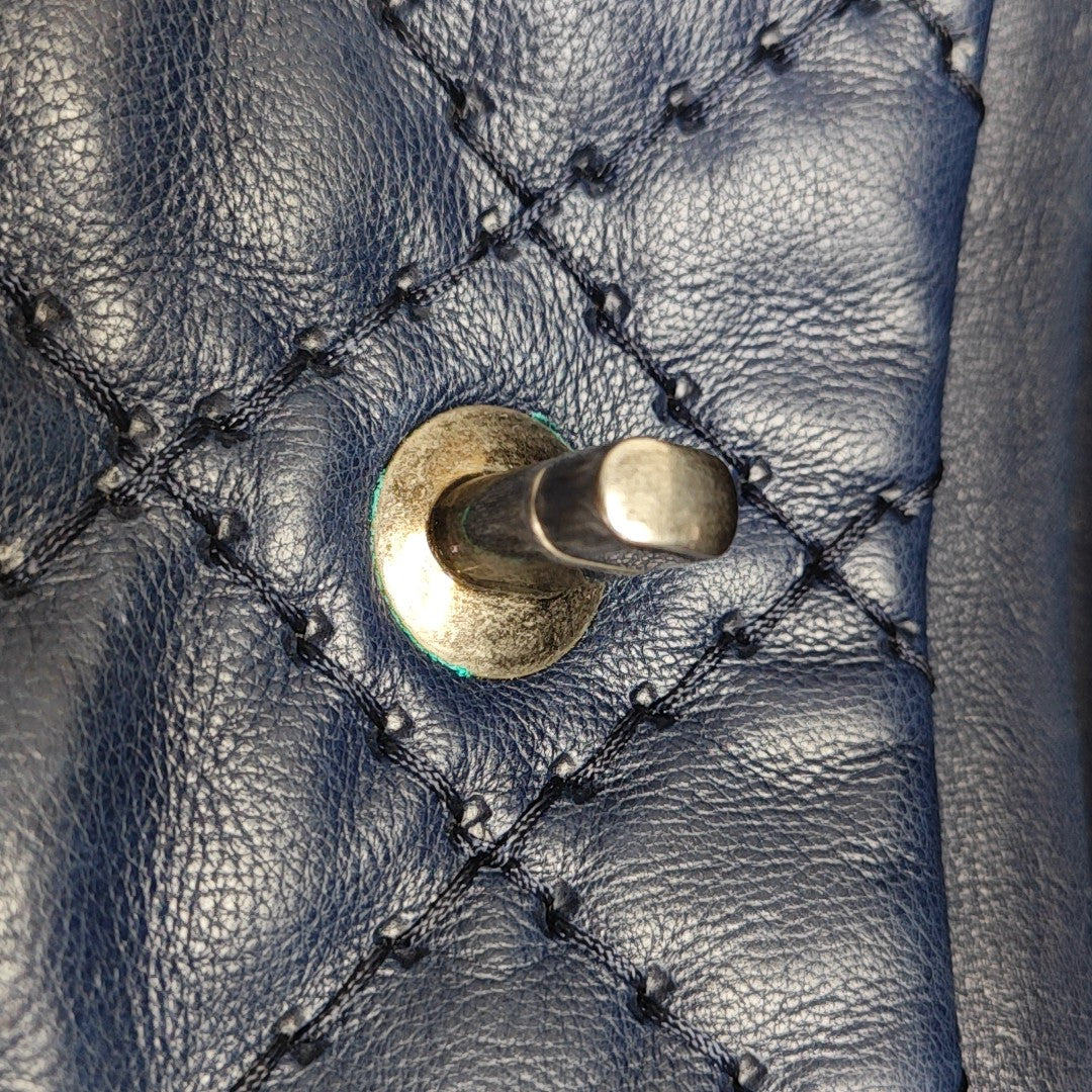 Quilted Calfskin Shoulder Bag Blue