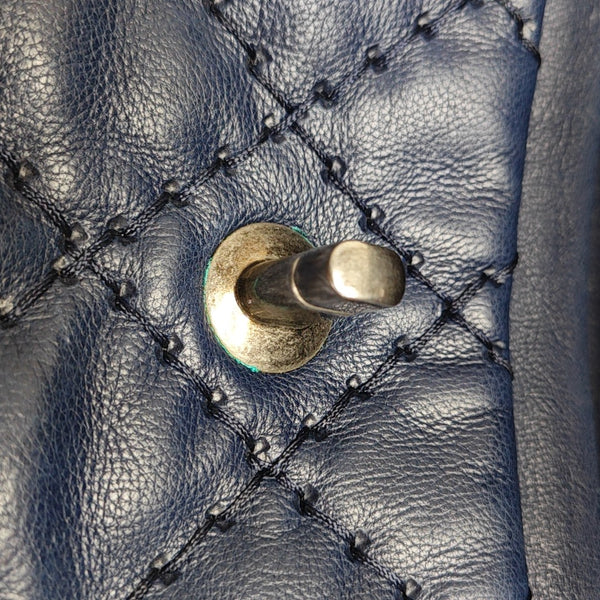Quilted Calfskin Shoulder Bag Blue