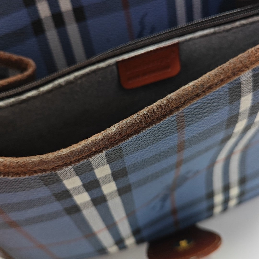 Coated Canvas Shoulder Bag Blue