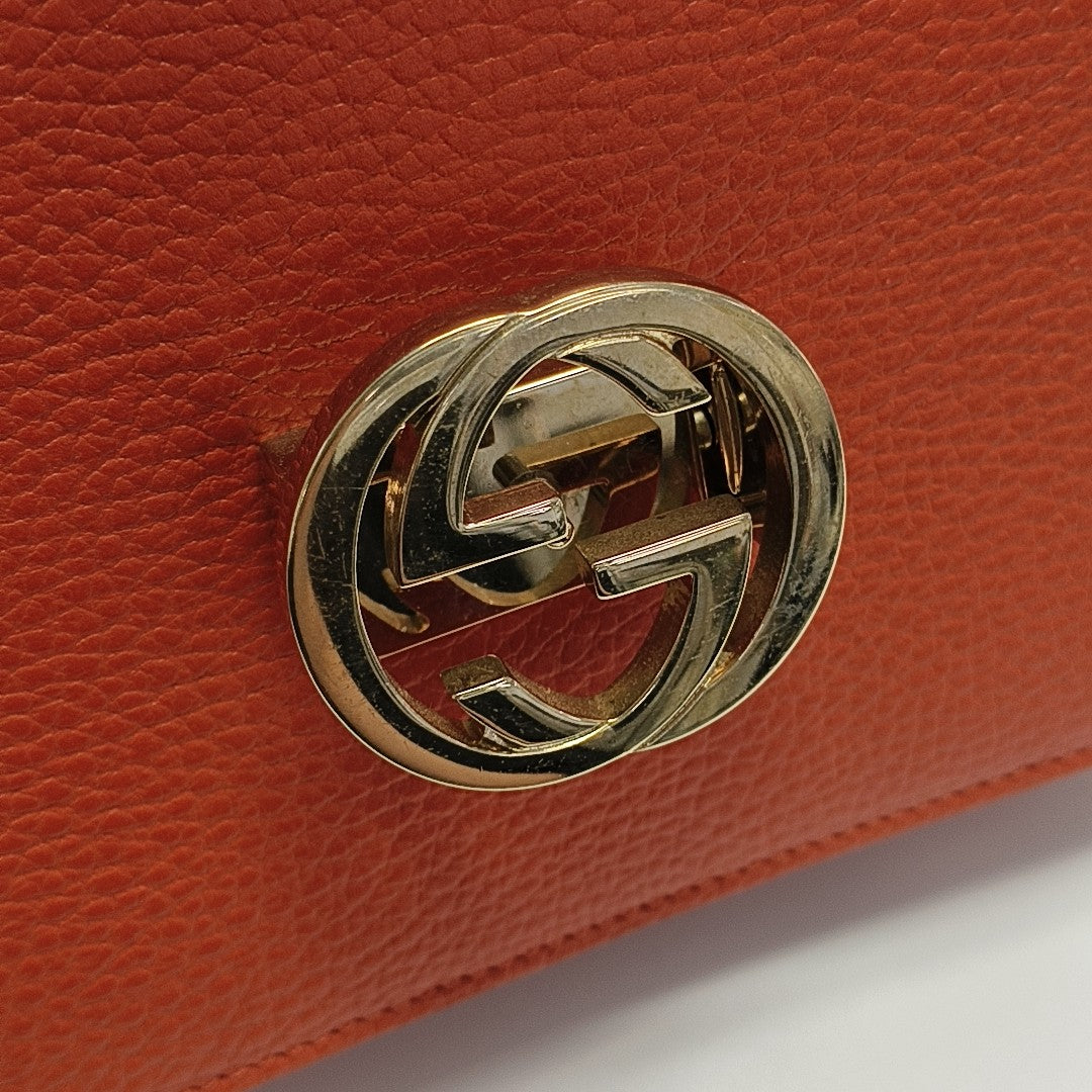 Interlocking G Small Calfskin Orange