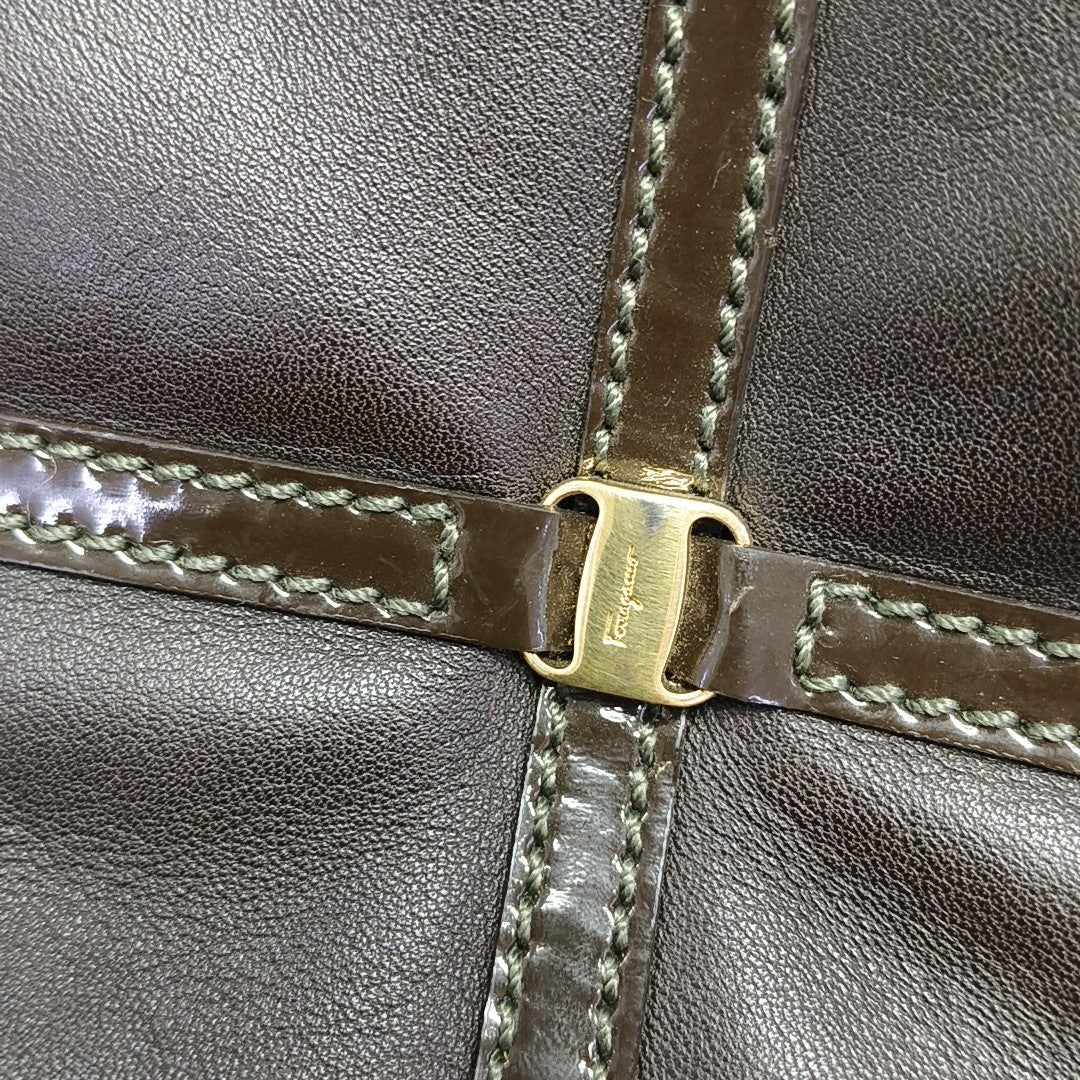 Quilted Calfskin Top Handle Bag Brown