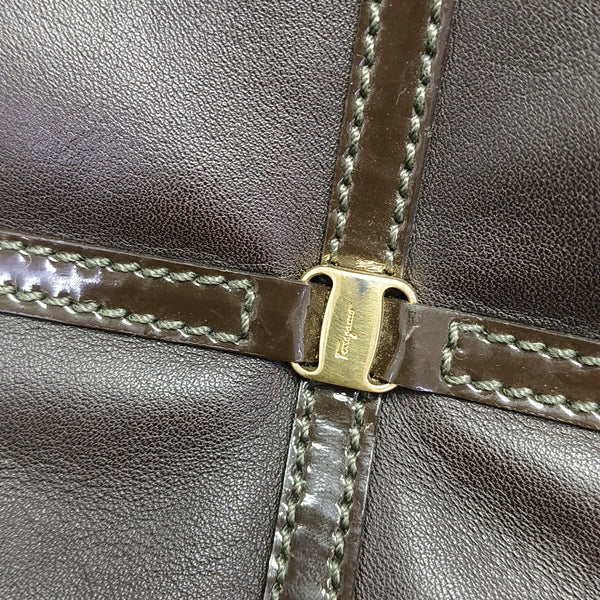 Quilted Calfskin Top Handle Bag Brown