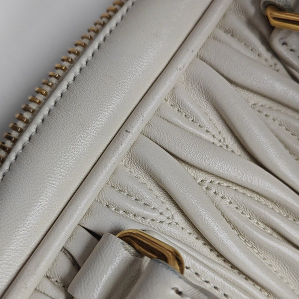 Arcadie Matelassé Mini Quilted Lambskin White