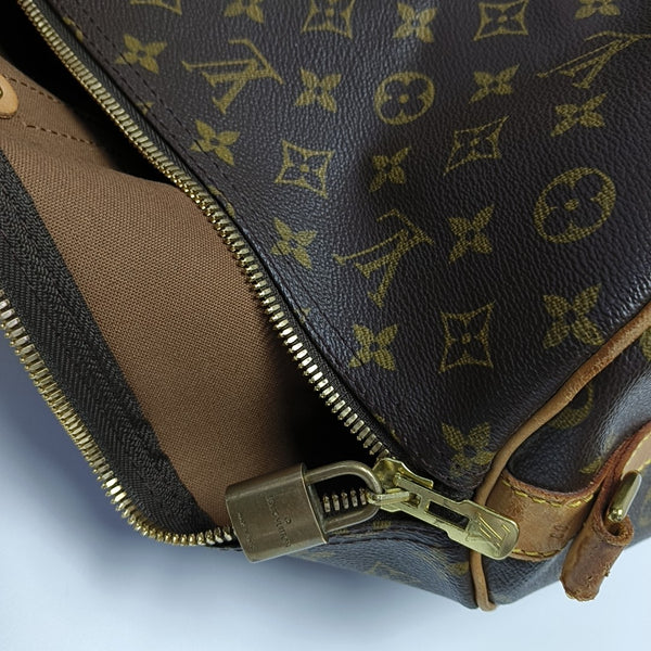 KEEPALL 60 Monogram Coated Canvas Brown
