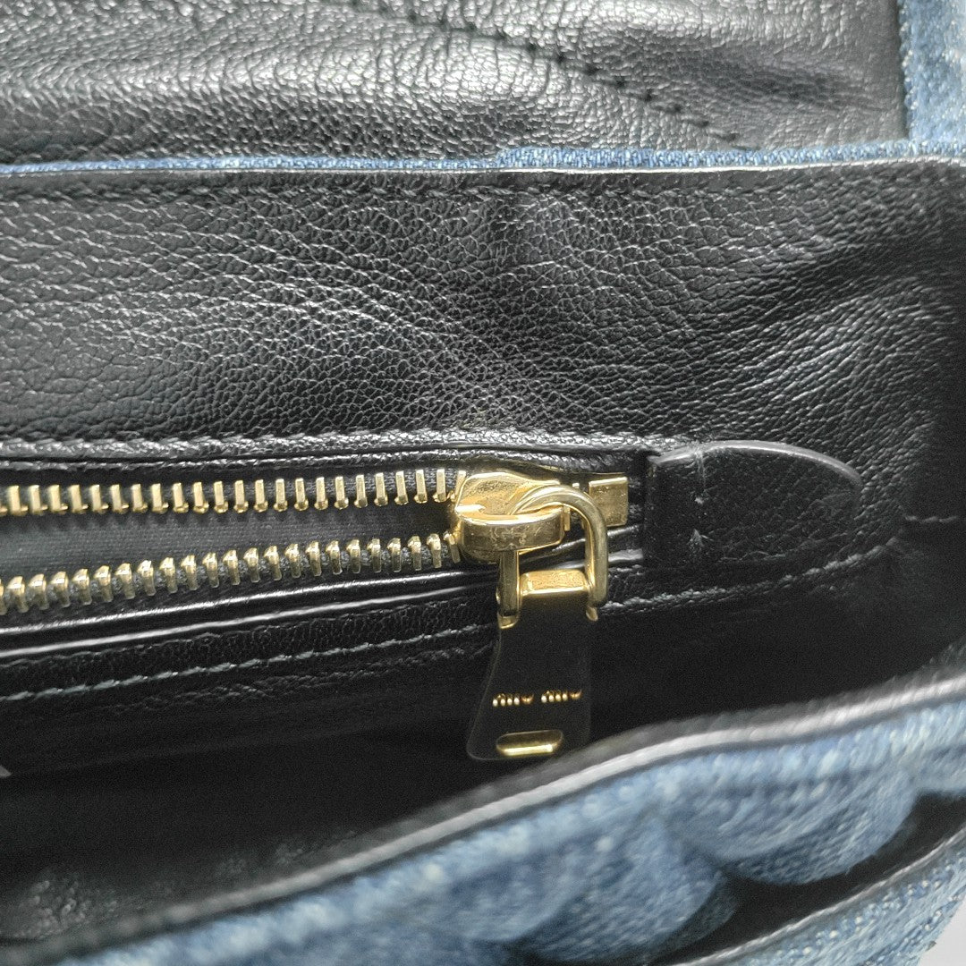 Quilted Denim Shoulder Bag Blue