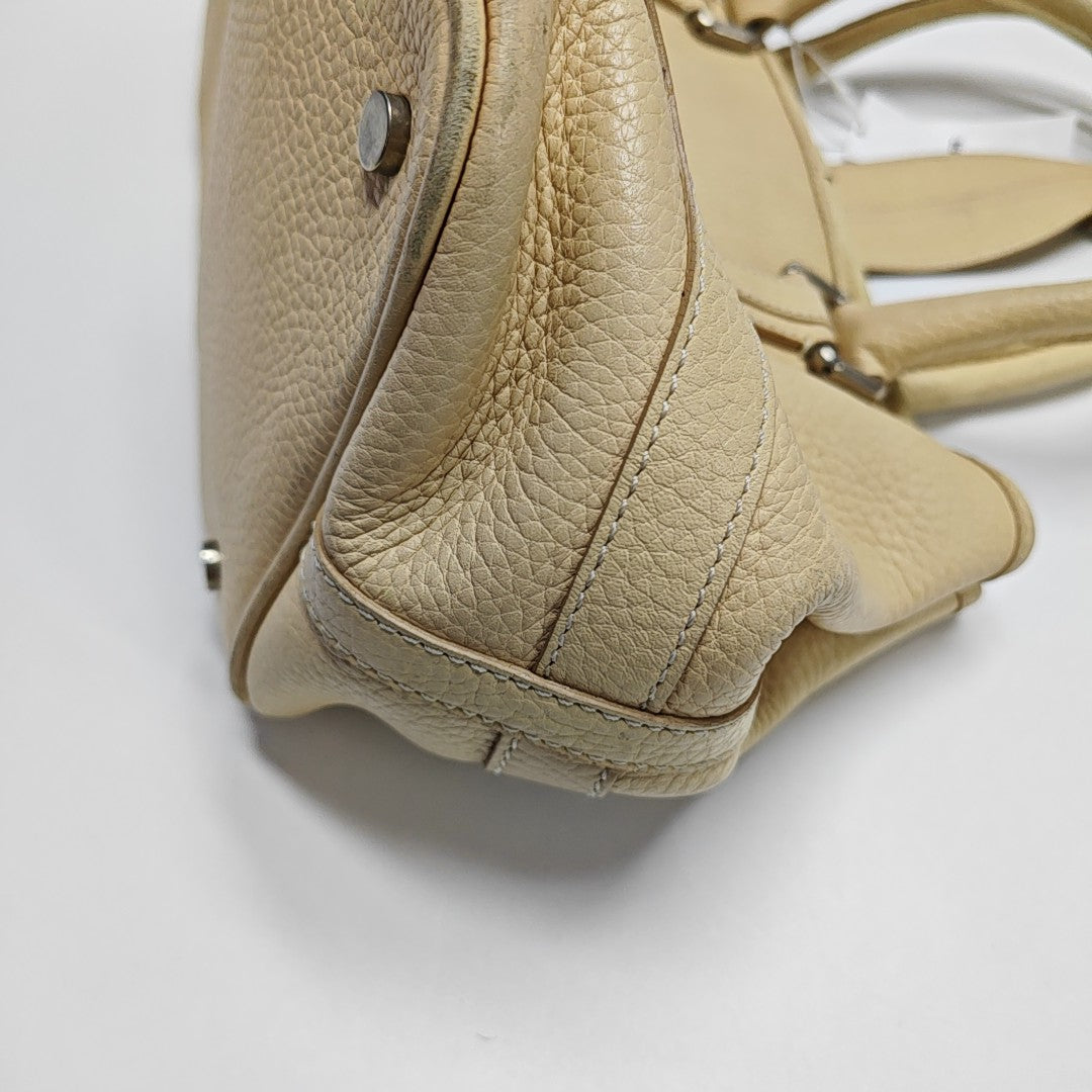 Calfskin Top Handle Bag Beige