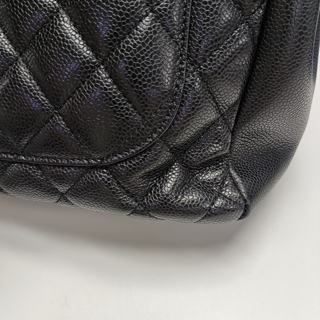 CHANEL GST Large Quilted Grained Calfskin Black