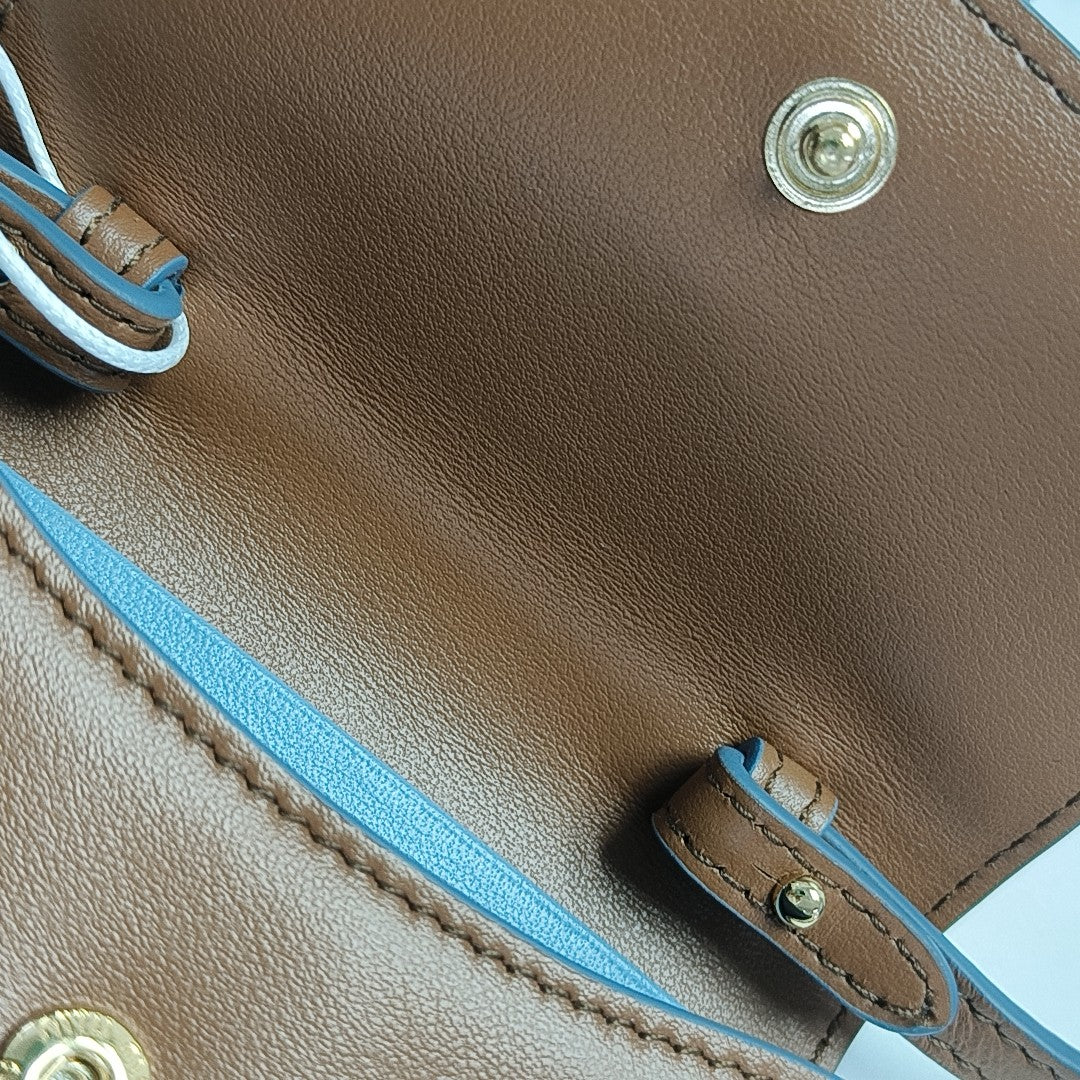 Calfskin Top Handle Bag Brown
