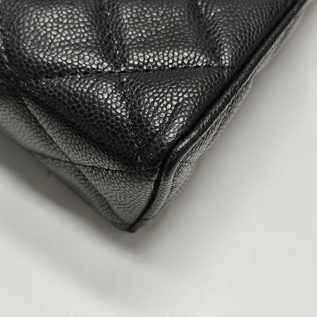Quilted Grained Calfskin Shoulder Bag Black