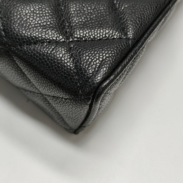 Quilted Grained Calfskin Shoulder Bag Black