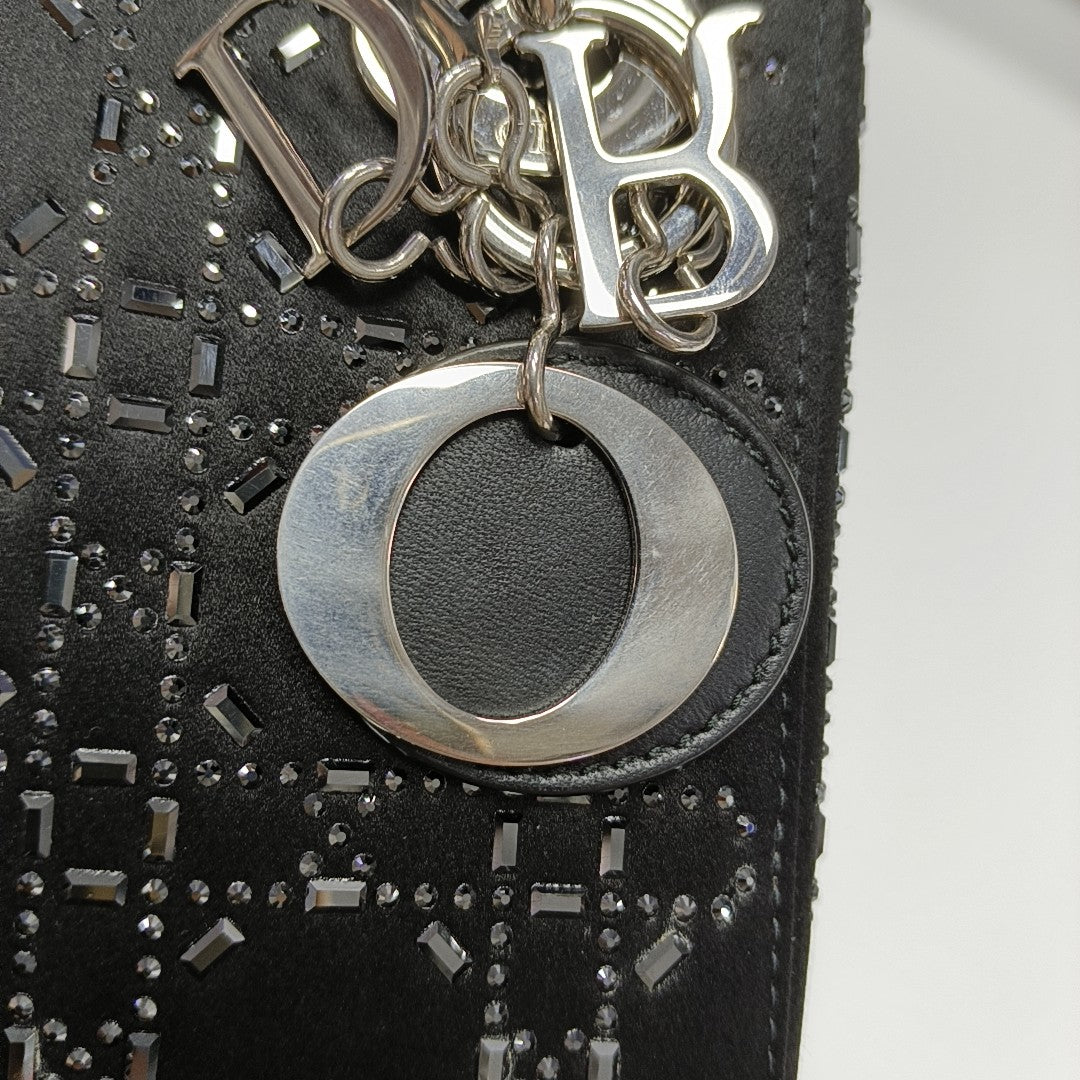 Lady Dior Mini Cannage Silk Satin Black