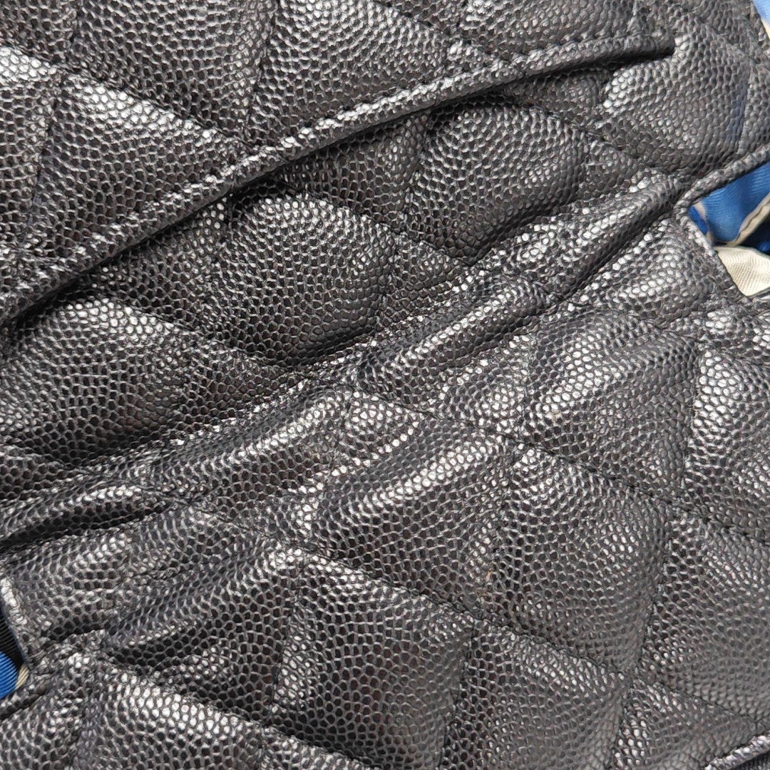 Quilted Grained Calfskin Shoulder Bag Black