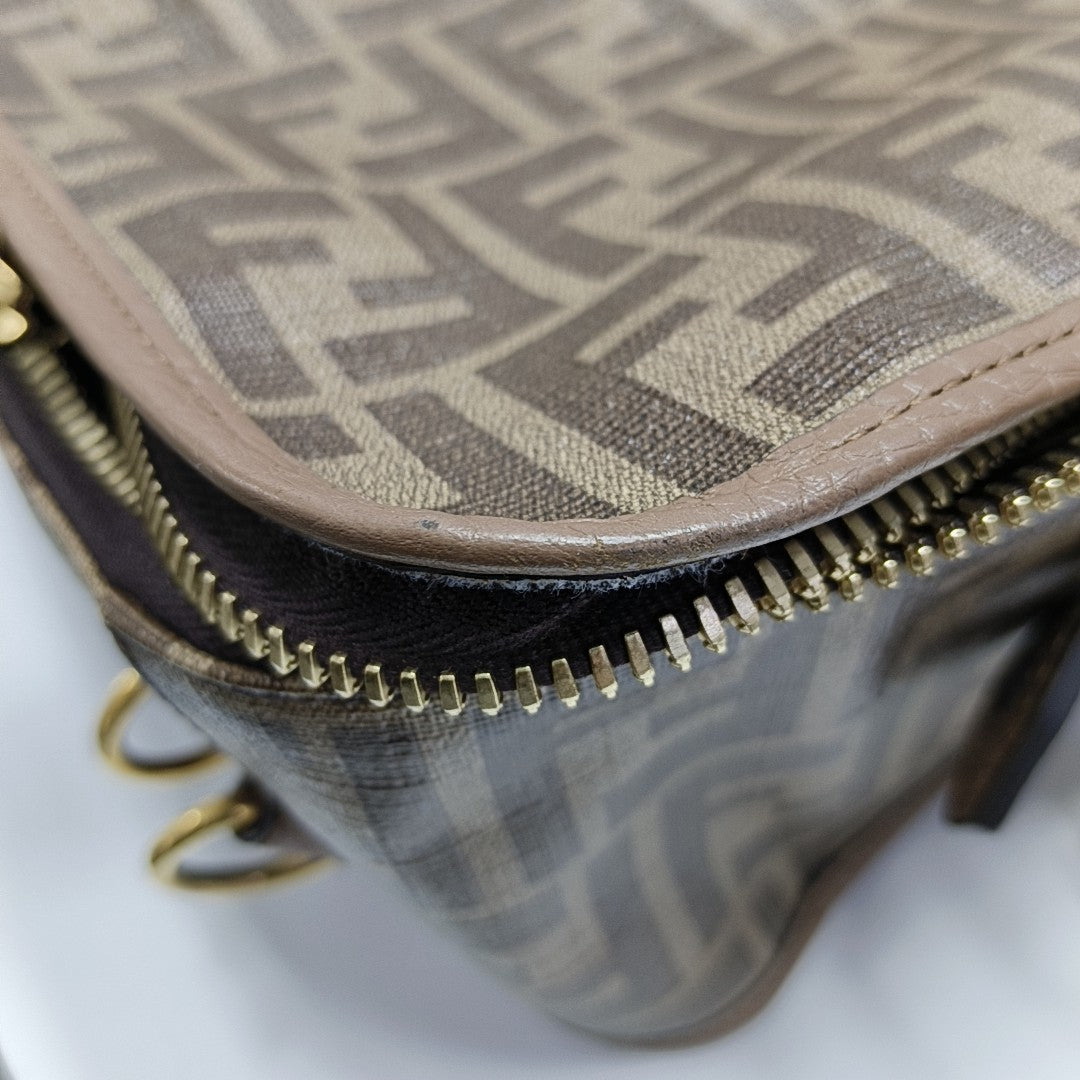Coated Canvas Shoulder Bag Brown