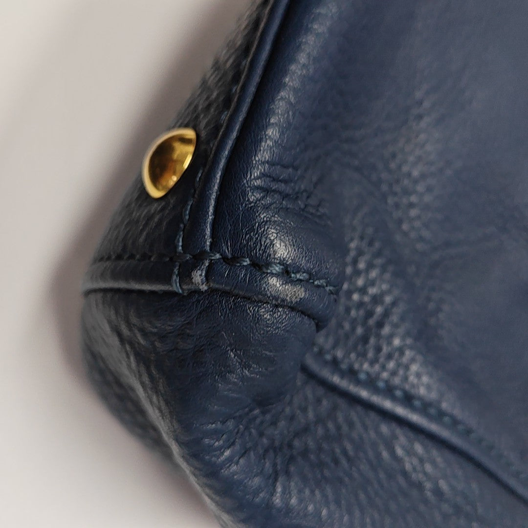 Calfskin Top Handle Bag Blue