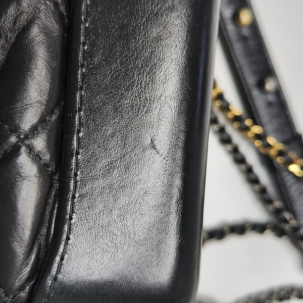 GABRIELLE Small Quilted Vintage Calf Black